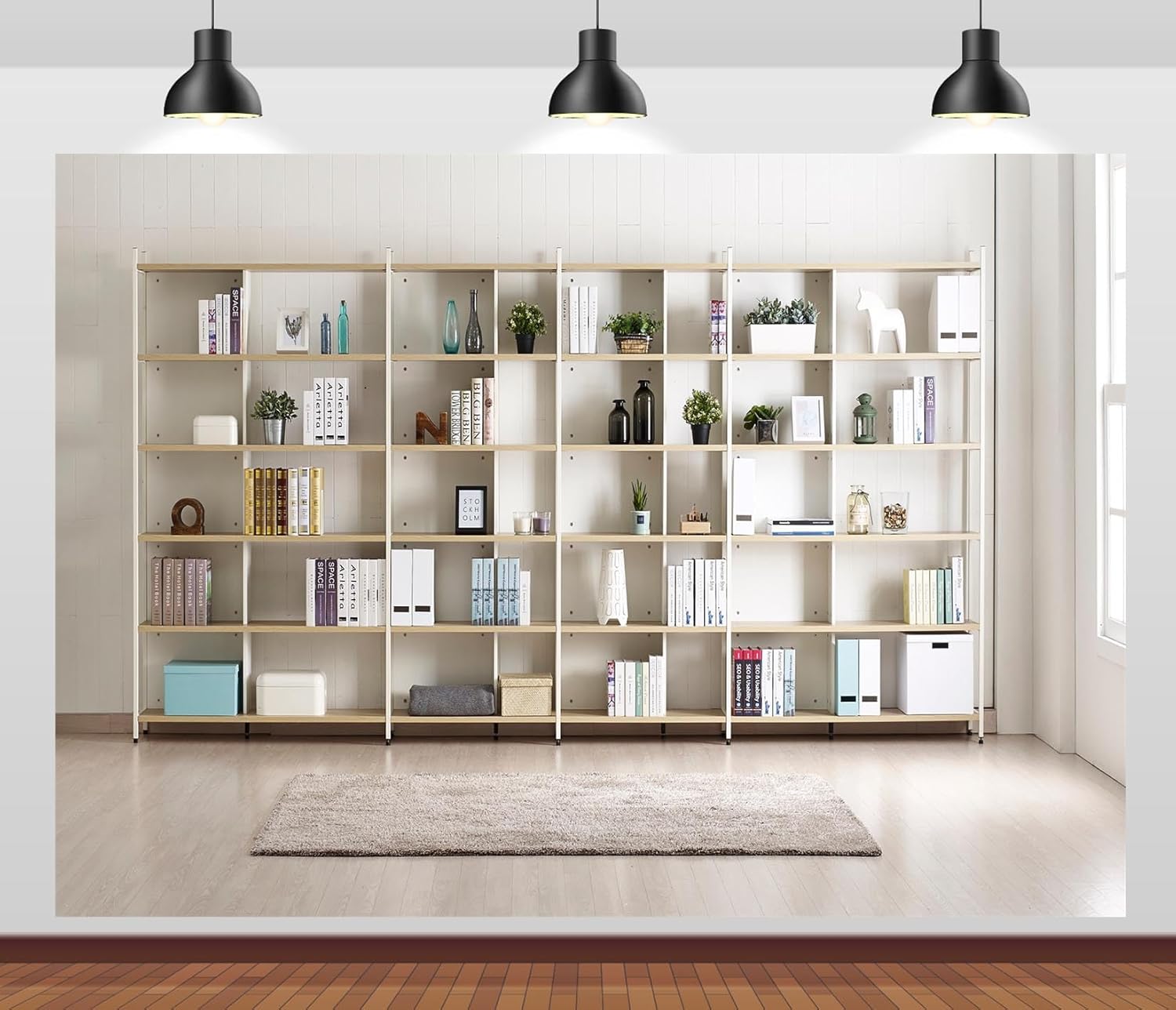 Home Office Zoom Background - Tło fotograficzne z półką na książki,