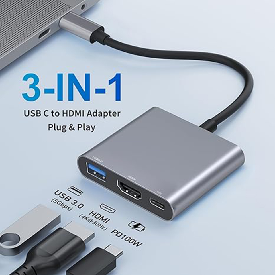 Home Office For Mac - Adapter 3-w-1 USB-C (męski na żeński)