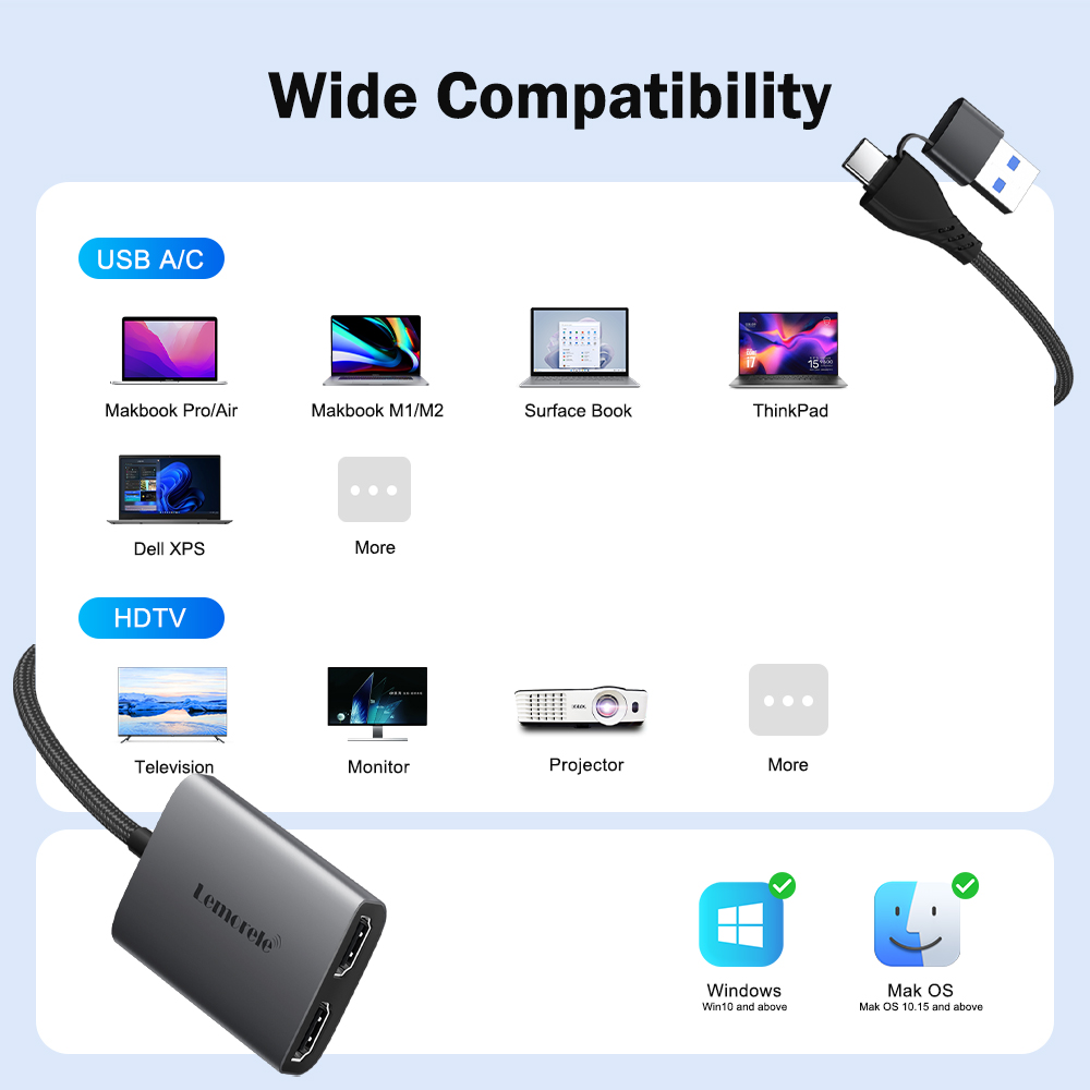 Adapter Lemorele Dual HDMI 4K  – Home Office For Mac recenzja i cena