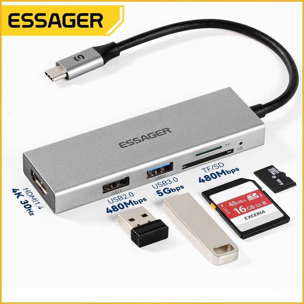 Essager 5 w 1 USB C HUB HDMI-4 – Home Office For Mac recenzja i cena